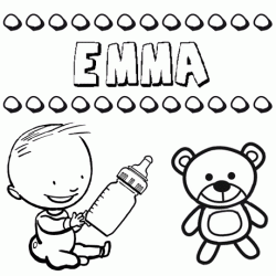 Dibujo del nombre Emma para colorear, pintar e imprimir