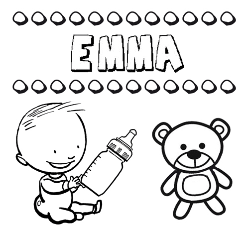 Dibujo del nombre Emma para colorear, pintar e imprimir