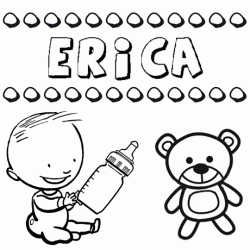 Dibujo del nombre Erica para colorear, pintar e imprimir