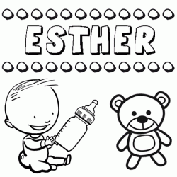 Dibujo del nombre Esther para colorear, pintar e imprimir