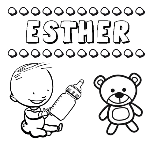 Dibujo del nombre Esther para colorear, pintar e imprimir