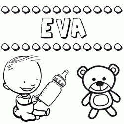 Dibujo del nombre Eva para colorear, pintar e imprimir