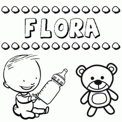 Dibujo del nombre Flora para colorear, pintar e imprimir