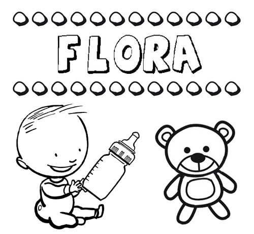Dibujo del nombre Flora para colorear, pintar e imprimir