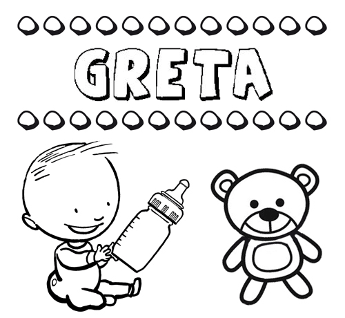 Dibujo del nombre Greta para colorear, pintar e imprimir