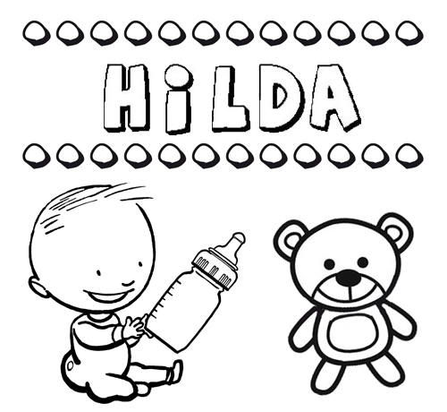 Dibujo del nombre Hilda para colorear, pintar e imprimir