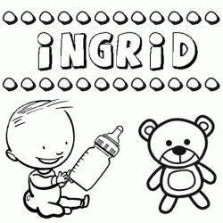 Dibujo del nombre Ingrid para colorear, pintar e imprimir
