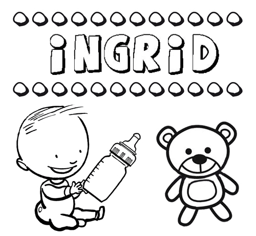 Dibujo del nombre Ingrid para colorear, pintar e imprimir