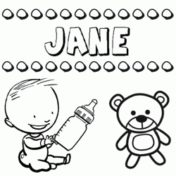 Dibujo del nombre Jane para colorear, pintar e imprimir