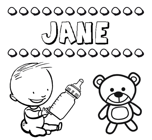 Dibujo del nombre Jane para colorear, pintar e imprimir