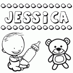 Dibujo del nombre Jessica para colorear, pintar e imprimir