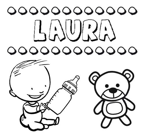 Dibujo del nombre Laura para colorear, pintar e imprimir