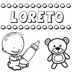 Dibujo del nombre Loreto para colorear, pintar e imprimir