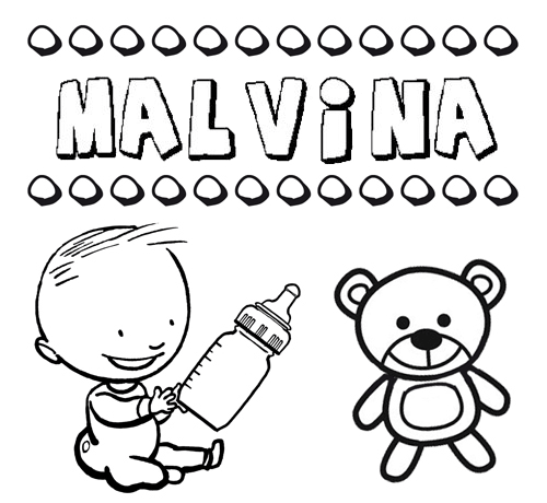 Dibujo del nombre Malvina para colorear, pintar e imprimir