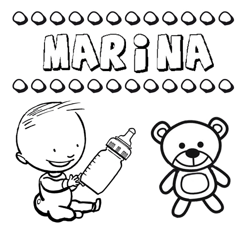 Dibujo del nombre Marina para colorear, pintar e imprimir