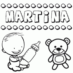 Dibujo del nombre Martina para colorear, pintar e imprimir