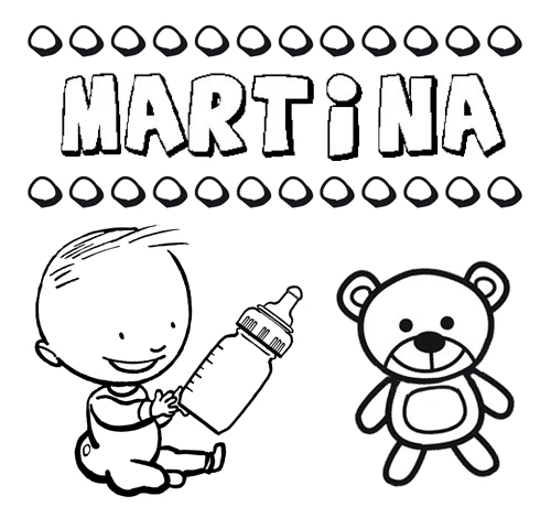 Dibujo del nombre Martina para colorear, pintar e imprimir
