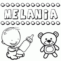 Dibujo del nombre Melania para colorear, pintar e imprimir