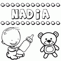 Dibujo del nombre Nadia para colorear, pintar e imprimir