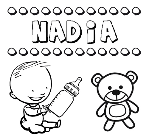 Dibujo del nombre Nadia para colorear, pintar e imprimir
