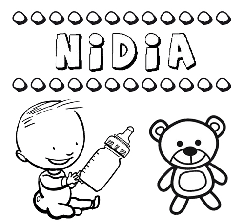 Dibujo del nombre Nidia para colorear, pintar e imprimir