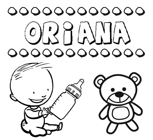 Dibujo del nombre Oriana para colorear, pintar e imprimir