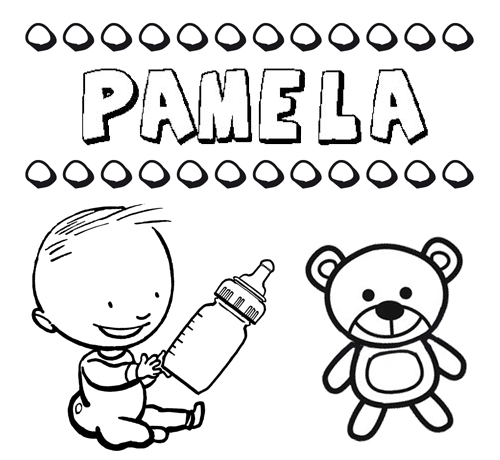 Dibujo del nombre Pamela para colorear, pintar e imprimir