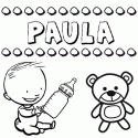 Dibujo del nombre Paula para colorear, pintar e imprimir