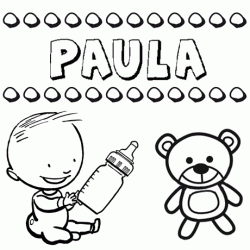 Dibujo del nombre Paula para colorear, pintar e imprimir