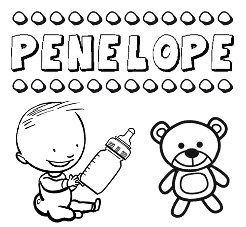Dibujo del nombre Penélope para colorear, pintar e imprimir