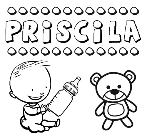 Dibujo del nombre Priscila para colorear, pintar e imprimir