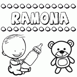 Dibujo del nombre Ramona para colorear, pintar e imprimir