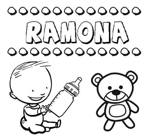 Dibujo del nombre Ramona para colorear, pintar e imprimir