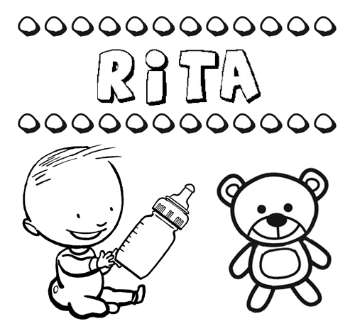 Dibujo del nombre Rita para colorear, pintar e imprimir