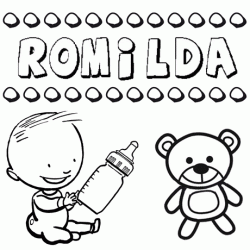 Dibujo del nombre Romilda para colorear, pintar e imprimir