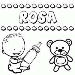 Dibujo del nombre Rosa para colorear, pintar e imprimir