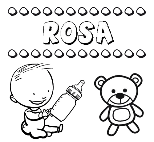 Dibujo del nombre Rosa para colorear, pintar e imprimir
