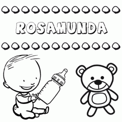 Dibujo del nombre Rosamunda para colorear, pintar e imprimir