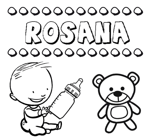 Dibujo del nombre Rosana para colorear, pintar e imprimir