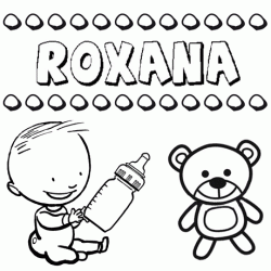 Dibujo del nombre Roxana para colorear, pintar e imprimir