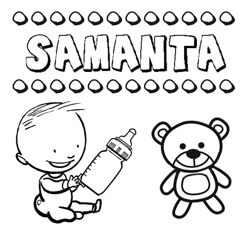 Dibujo del nombre Samanta para colorear, pintar e imprimir