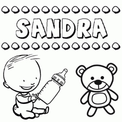 Dibujo del nombre Sandra para colorear, pintar e imprimir