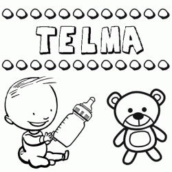 Dibujo del nombre Telma para colorear, pintar e imprimir