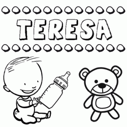 Dibujo del nombre Teresa para colorear, pintar e imprimir