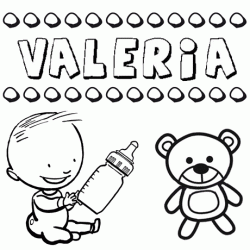 Dibujo del nombre Valeria para colorear, pintar e imprimir