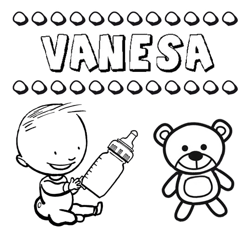 Dibujo del nombre Vanesa para colorear, pintar e imprimir