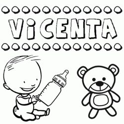 Dibujo del nombre Vicenta para colorear, pintar e imprimir