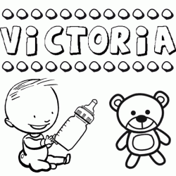 Dibujo del nombre Victoria para colorear, pintar e imprimir