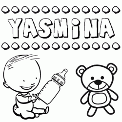 Dibujo del nombre Yasmina para colorear, pintar e imprimir