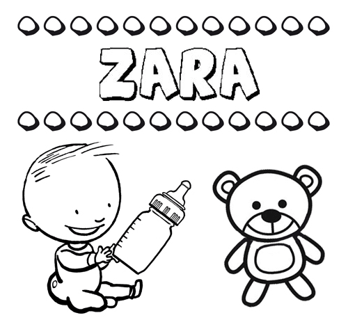 Dibujo del nombre Zara para colorear, pintar e imprimir